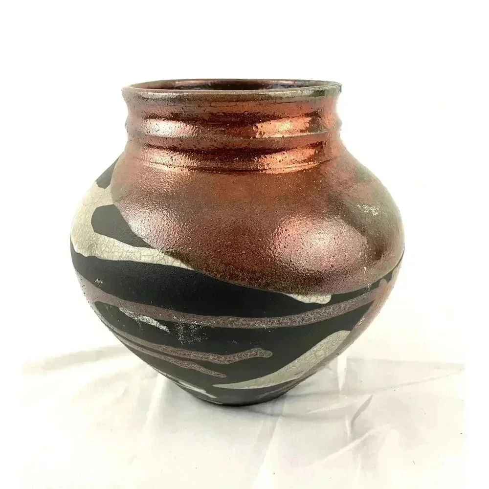 VTG Pottery Vase Abstract‎ Handmade Art Unique 7.5